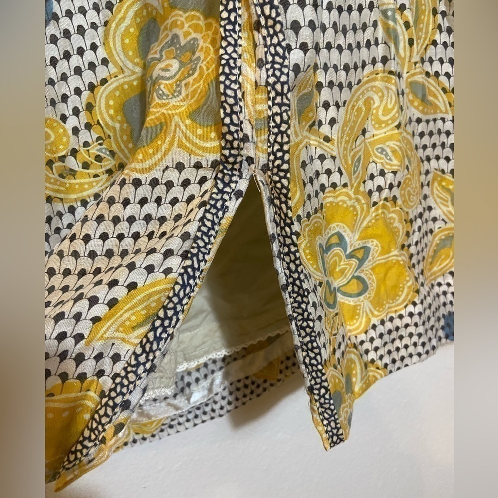 EDME & esyllte Anthropology dress Gold Black Floral Sheath Size 4 Sleeveless - Picture 5 of 7